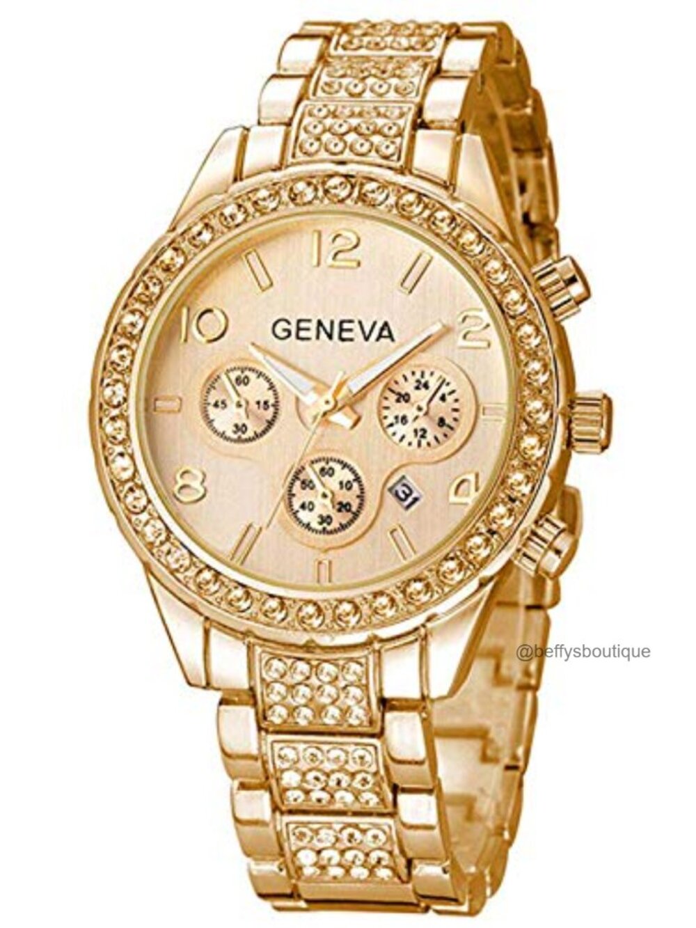 Unisex Crystal Diamond Quartz Watch Stainless Steel Bracelet 38mm Dial